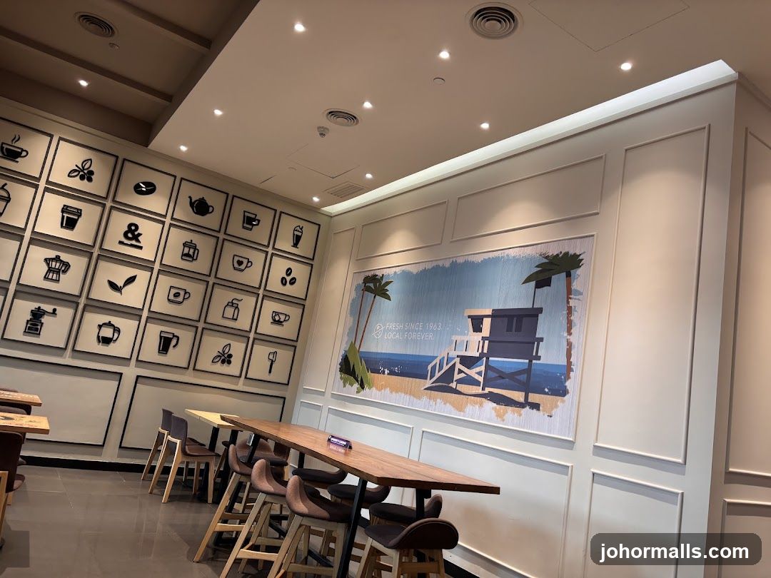 Coffee shop interior with artwork