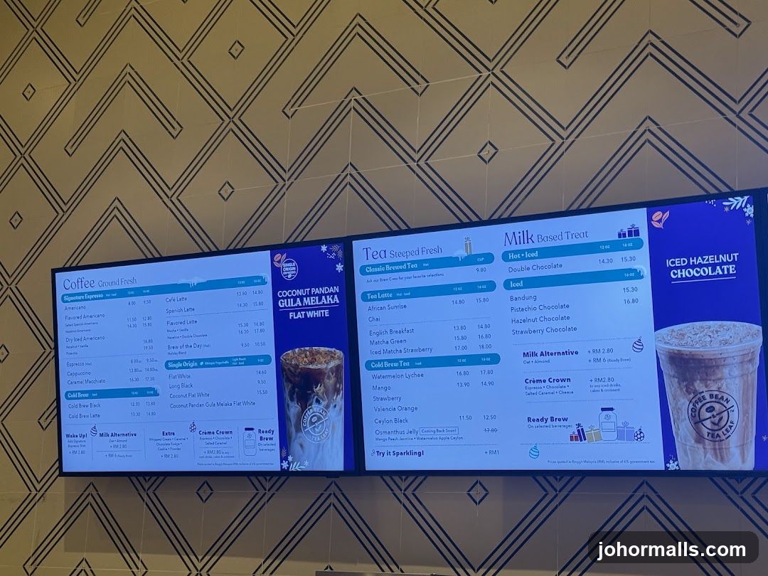 The Coffee Bean & Tea Leaf Menu
