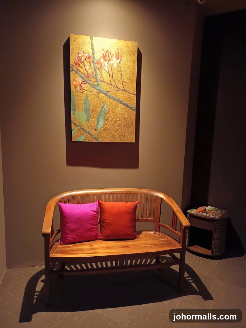 Waiting area with artwork and seating