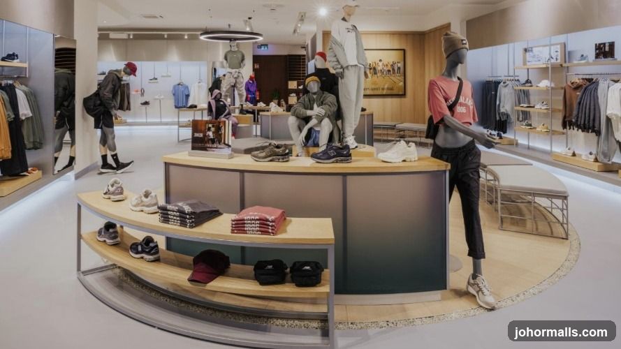 Sportswear store interior with mannequins and merchandise