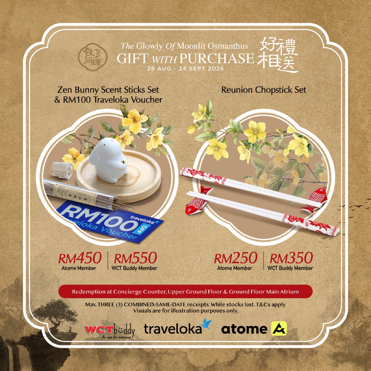 Zen Bunny scent sticks and reunion chopstick gift with purchase at Paradigm Mall Johor Bahru Mid-Autumn 2026