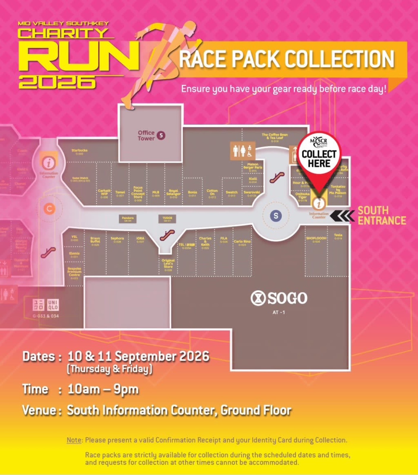 Mid Valley Southkey Charity Run 2026 race kit collection details at South Information Counter