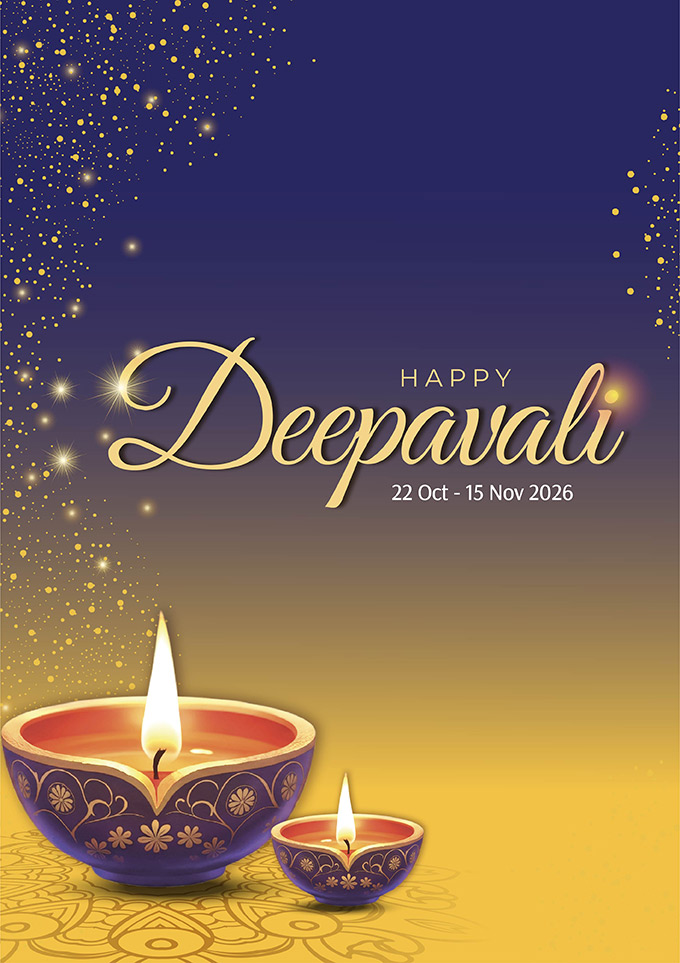 Happy Deepavali 2026 diya artwork for Mid Valley Southkey 22 October to 15 November